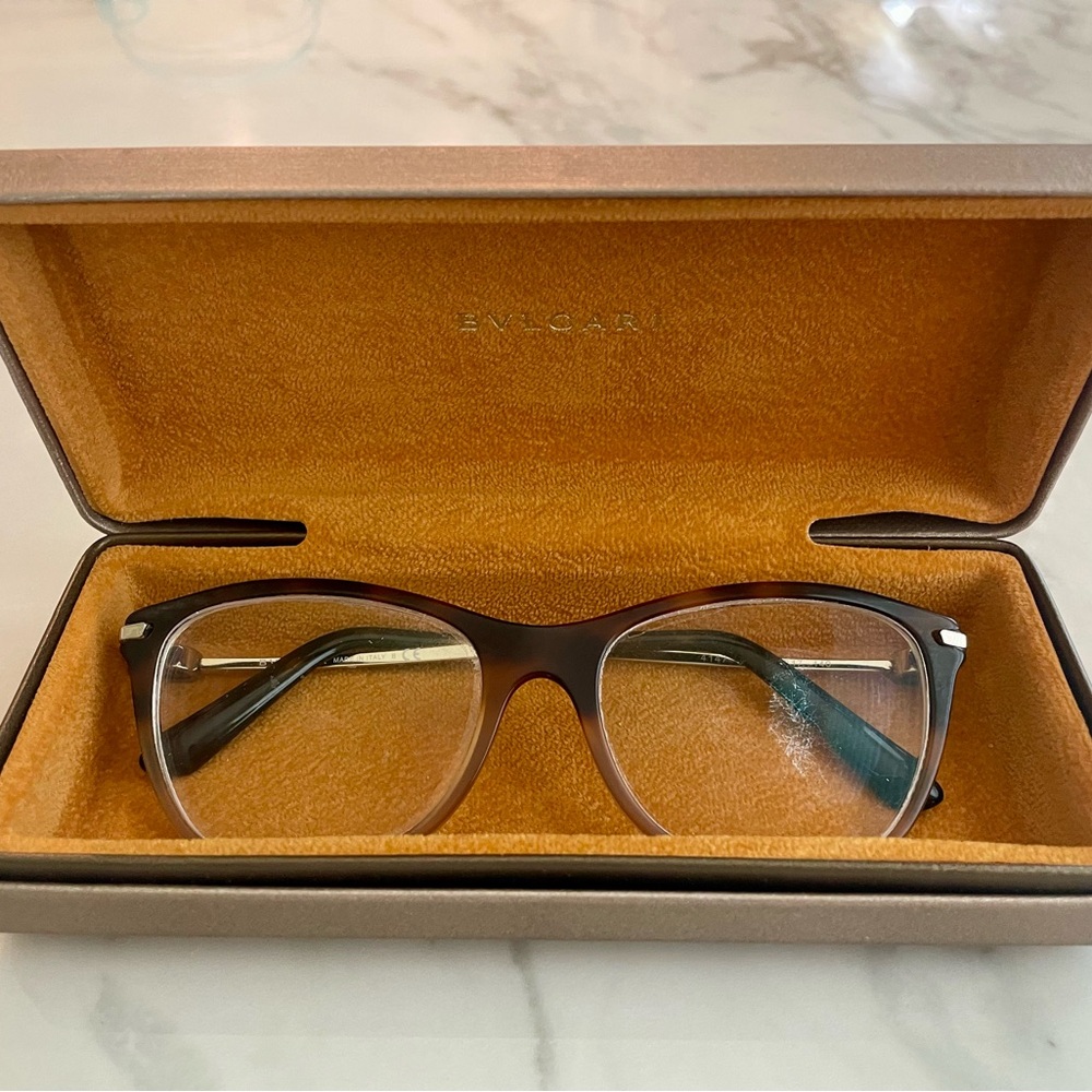 BVLGARI Authentic Havana Cateye Gradient Brown Glasses with CASE